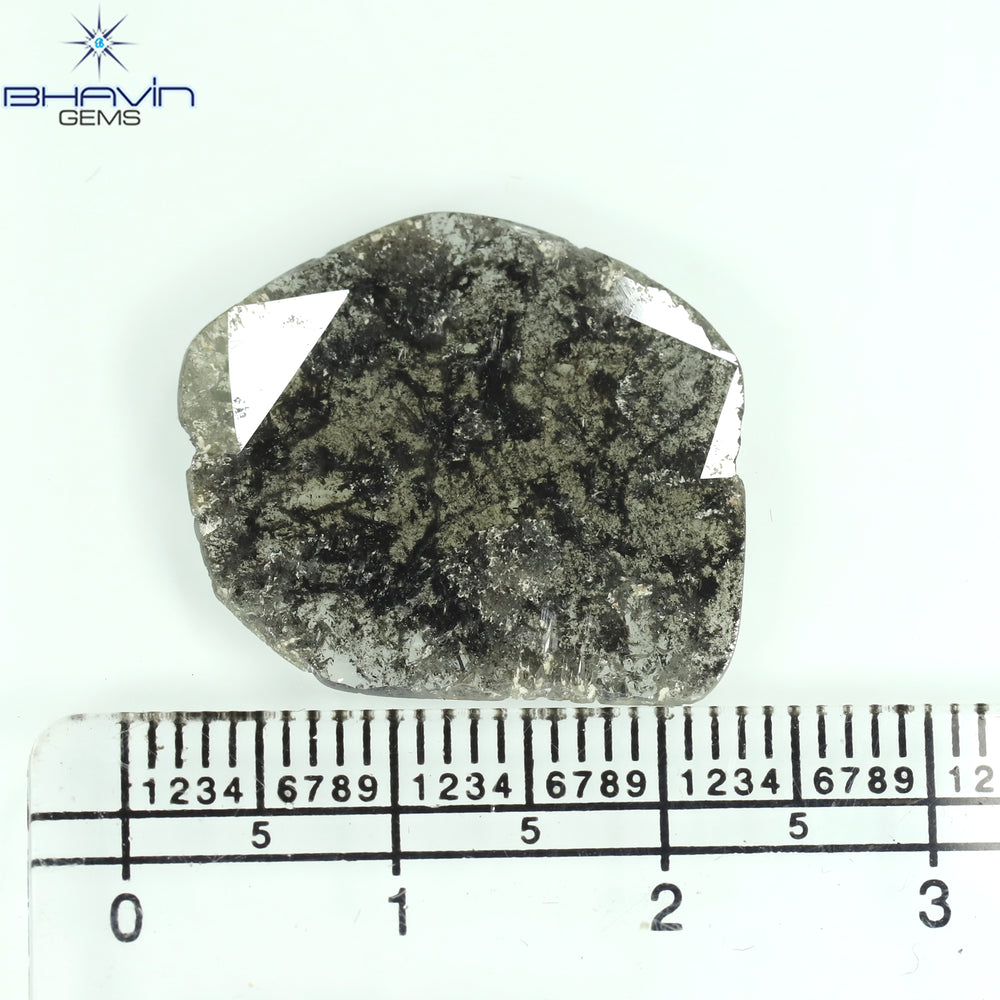 6.95 CT Slice Shape Natural Diamond Salt And Pepper Color I3 Clarity (21.77 MM)