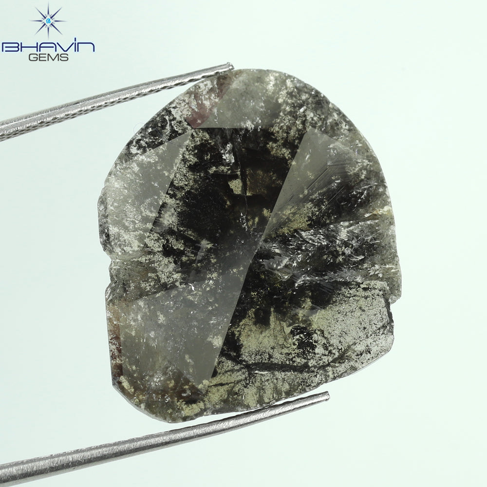 9.04 CT Slice Shape Natural Diamond Salt And Pepper Color I3 Clarity (22.86 MM)