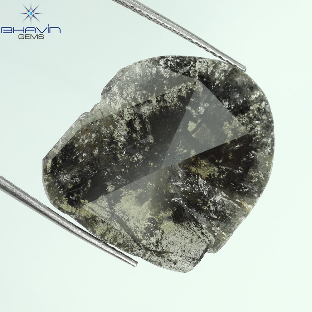 9.04 CT Slice Shape Natural Diamond Salt And Pepper Color I3 Clarity (22.86 MM)