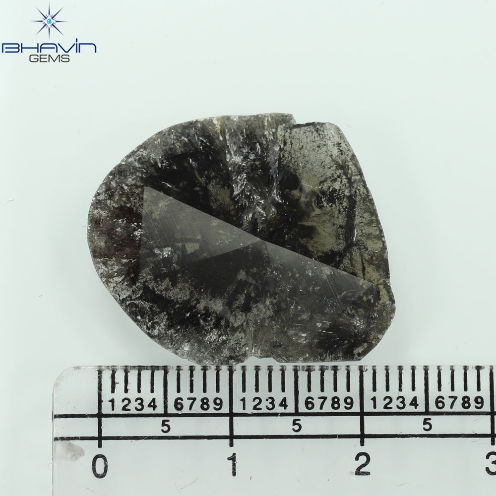 9.04 CT Slice Shape Natural Diamond Salt And Pepper Color I3 Clarity (22.86 MM)