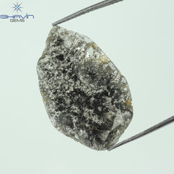 4.68 CT Slice Shape Natural Diamond Salt And Pepper Color I3 Clarity (25.52 MM)