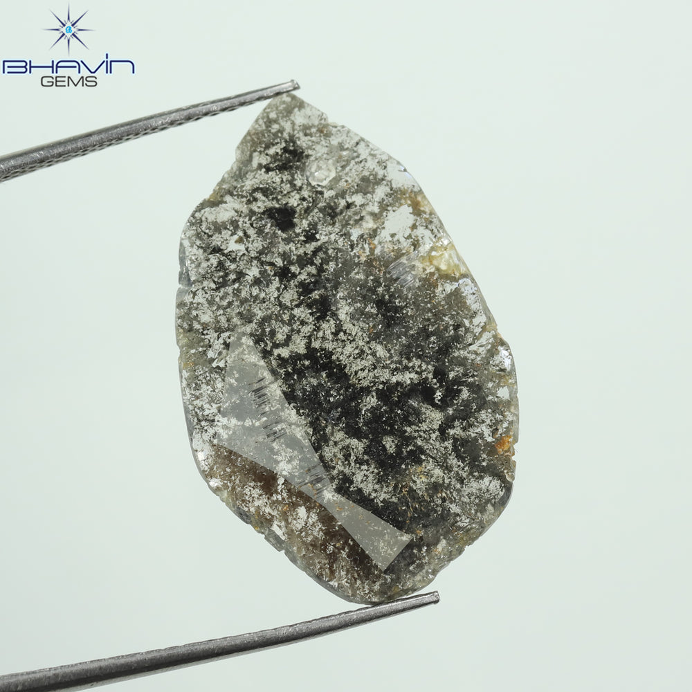 4.68 CT Slice Shape Natural Diamond Salt And Pepper Color I3 Clarity (25.52 MM)