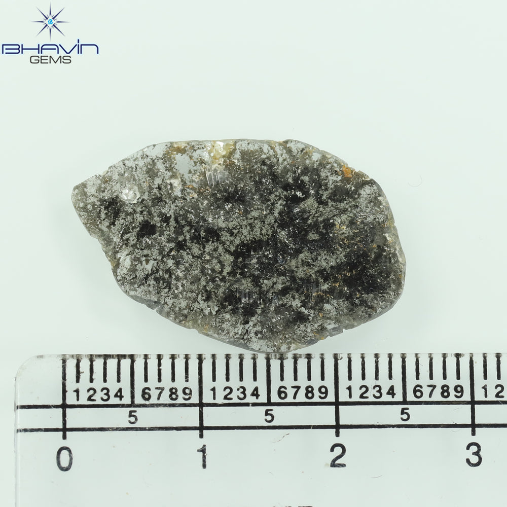 4.68 CT Slice Shape Natural Diamond Salt And Pepper Color I3 Clarity (25.52 MM)