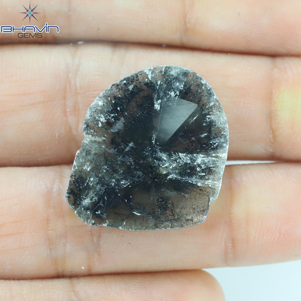 9.04 CT Slice Shape Natural Diamond Salt And Pepper Color I3 Clarity (22.86 MM)