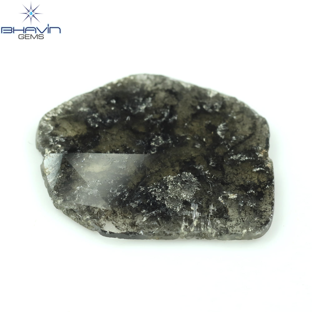 6.95 CT Slice Shape Natural Diamond Salt And Pepper Color I3 Clarity (21.77 MM)