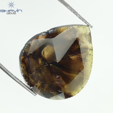 6.49 CT Pear Slice Shape Natural Diamond Brown Color I3 Clarity (19.54 MM)