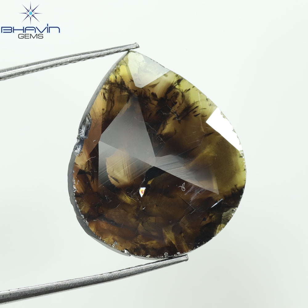 6.49 CT Pear Slice Shape Natural Diamond Brown Color I3 Clarity (19.54 MM)