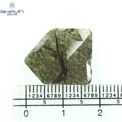 5.43 CT Slice Shape Natural Diamond Greyish Green Color I3 Clarity (18.60 MM)