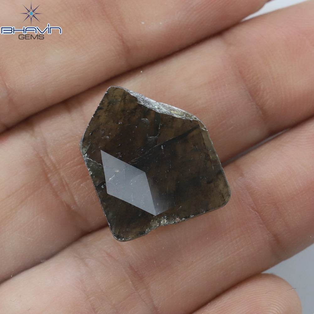 5.43 CT Slice Shape Natural Diamond Greyish Green Color I3 Clarity (18.60 MM)