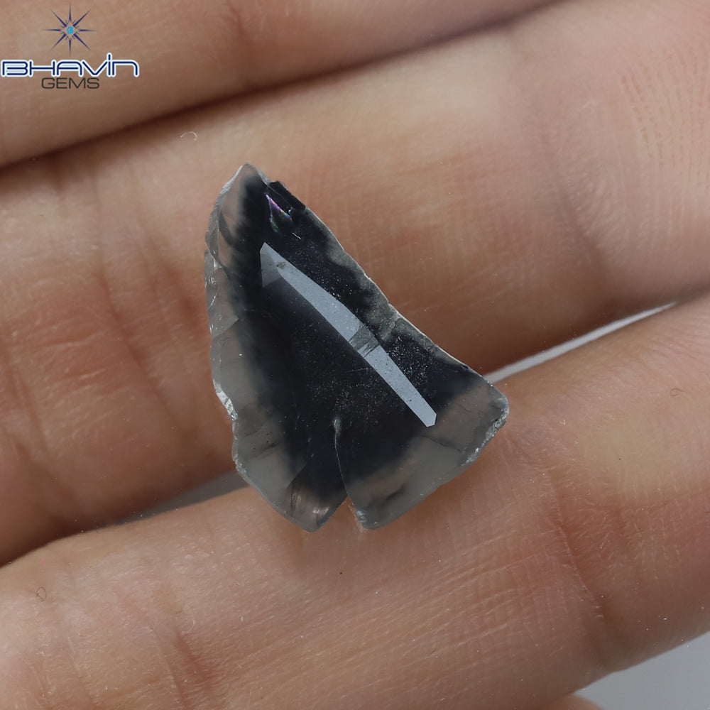 2.16 CT Slice Shape Natural Diamond Salt And Pepper Color I3 Clarity (17.12 MM)