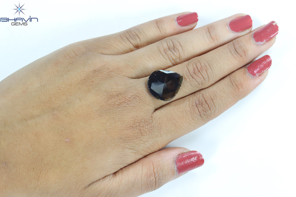 6.49 CT Pear Slice Shape Natural Diamond Brown Color I3 Clarity (19.54 MM)