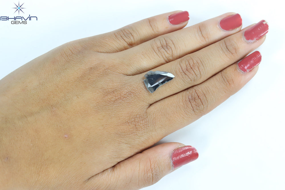 2.16 CT Slice Shape Natural Diamond Salt And Pepper Color I3 Clarity (17.12 MM)