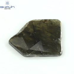 5.43 CT Slice Shape Natural Diamond Greyish Green Color I3 Clarity (18.60 MM)