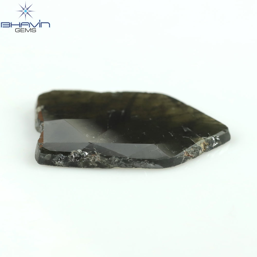 5.36 CT Slice Shape Natural Diamond Greyish Green Color I3 Clarity (18.67 MM)