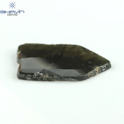 5.36 CT Slice Shape Natural Diamond Greyish Green Color I3 Clarity (18.67 MM)