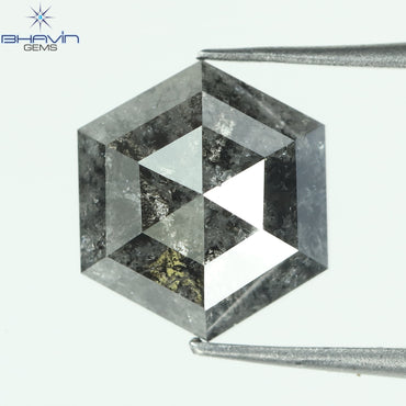 2.58 CT, Hexagon Diamond, Salt And Pepper Diamond, Clarity I3