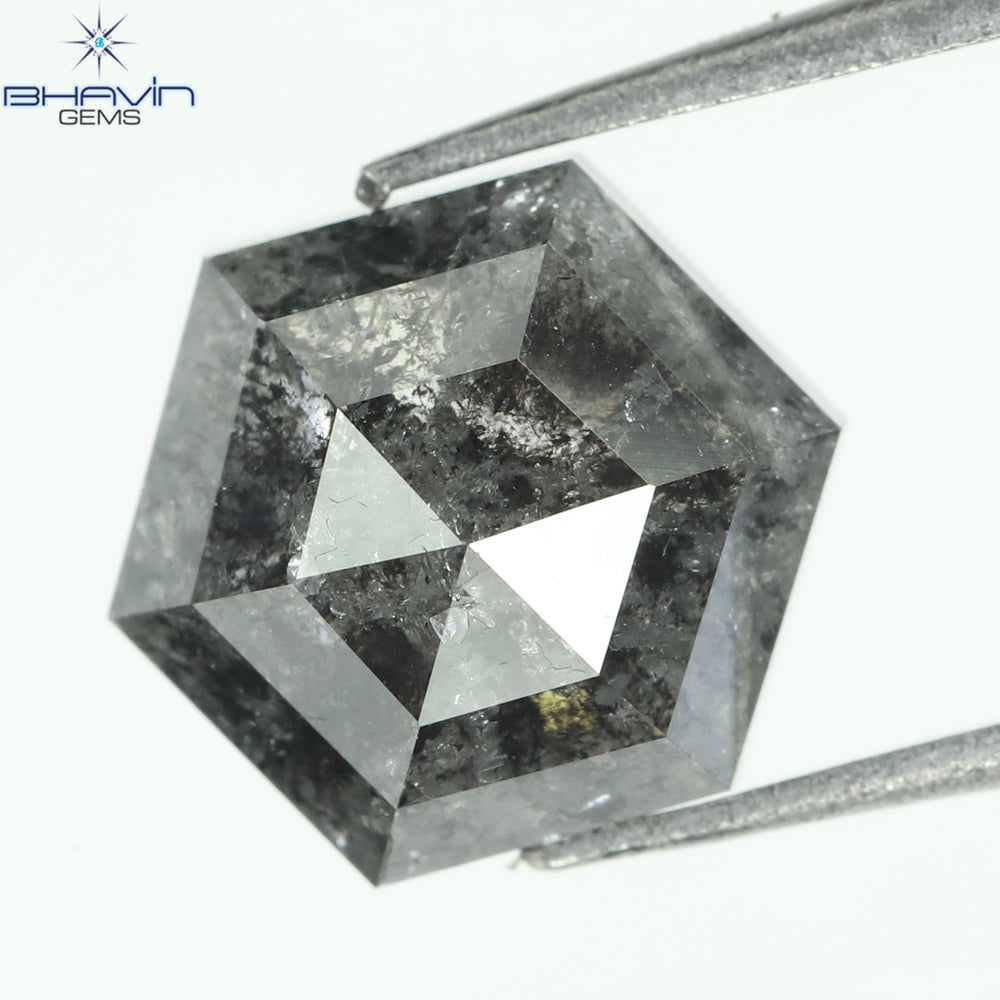 2.58 CT, Hexagon Diamond, Salt And Pepper Diamond, Clarity I3