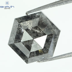 2.58 CT, Hexagon Diamond, Salt And Pepper Diamond, Clarity I3