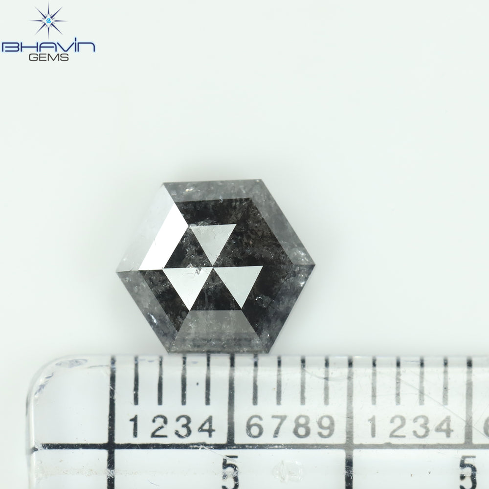2.58 CT, Hexagon Diamond, Salt And Pepper Diamond, Clarity I3
