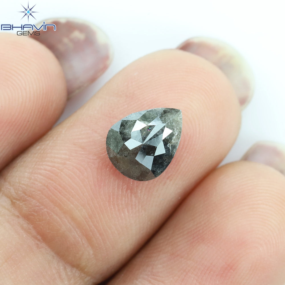 1.48 CT Pear Shape Natural Loose Diamond Salt and Pepper Color Clarity I3,( 8.30 MM)