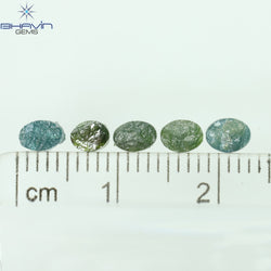 1.34 CT/5 Pcs Oval Rough Shape Green Blue Natural Loose Diamond I3 Clarity (4.60 MM)