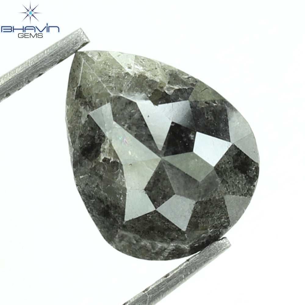 1.48 CT Pear Shape Natural Loose Diamond Salt and Pepper Color Clarity I3,( 8.30 MM)