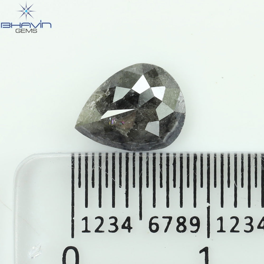1.48 CT Pear Shape Natural Loose Diamond Salt and Pepper Color Clarity I3,( 8.30 MM)