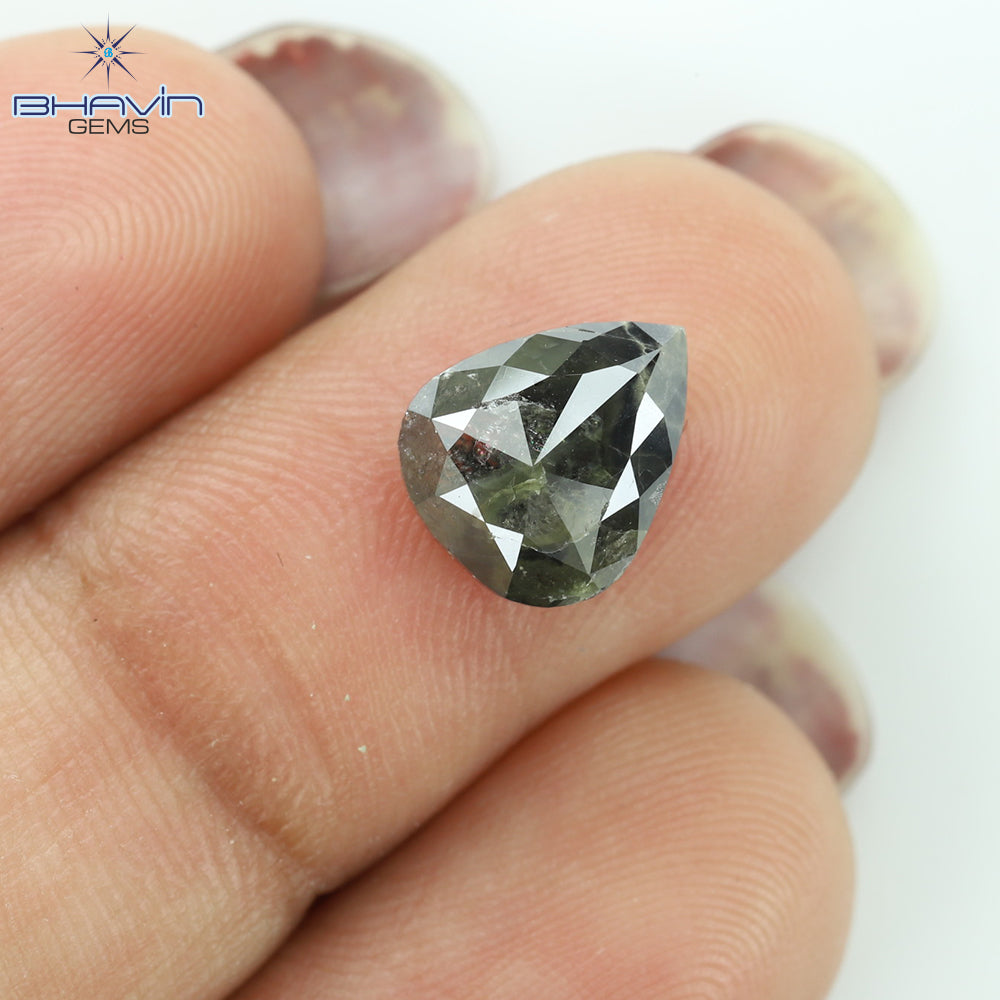 2.40 CT, Pear Shape Natural Loose Diamond Salt and Pepper Color ,Clarity I3