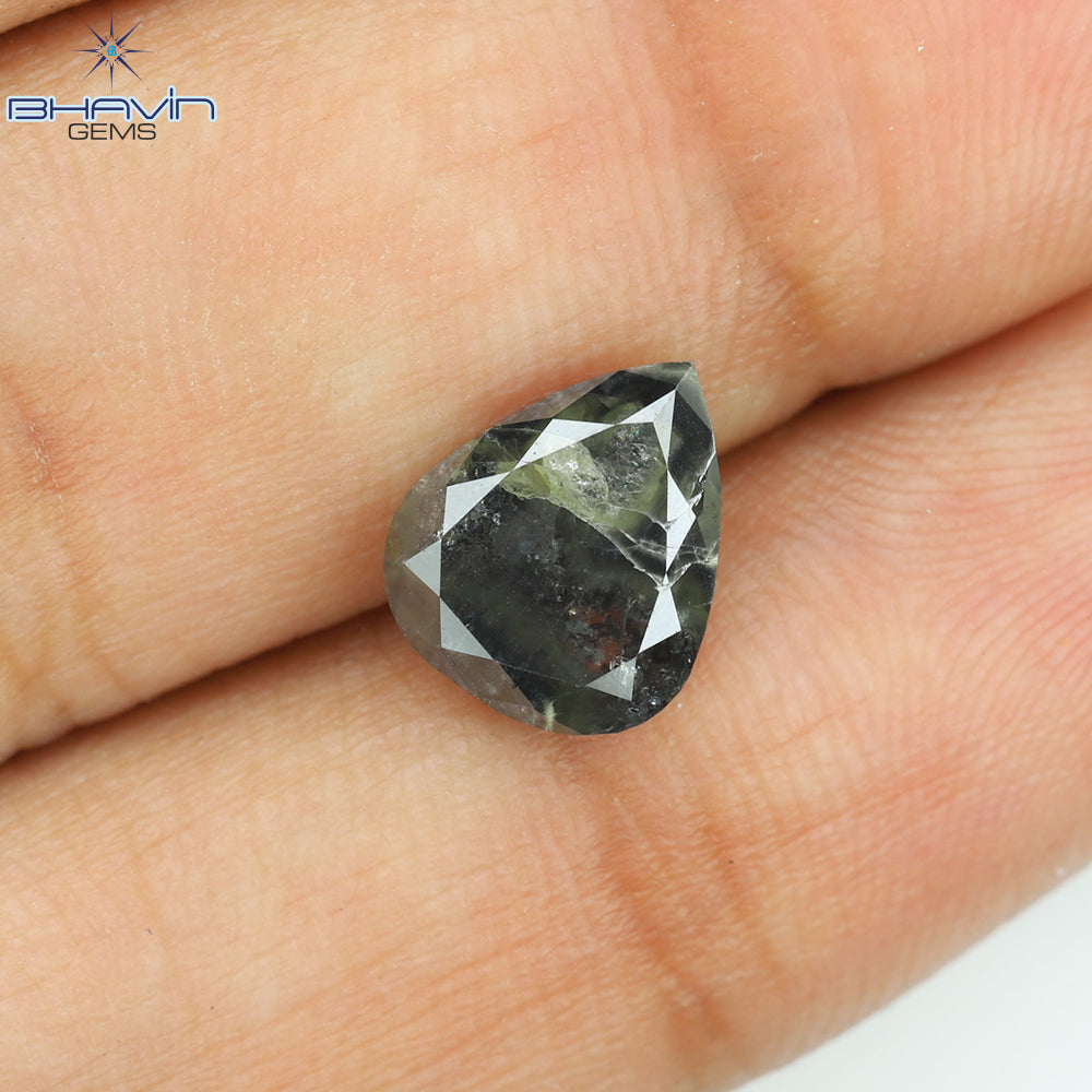 2.40 CT, Pear Shape Natural Loose Diamond Salt and Pepper Color ,Clarity I3