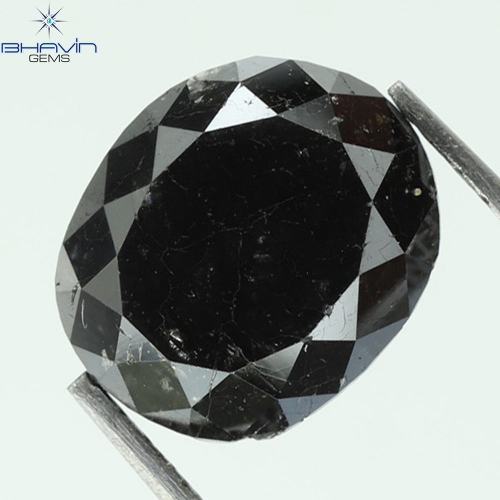 3.19 CT, Oval Shape Natural Loose Diamond Tited Black Color, Clarity I3 (9.32 MM)