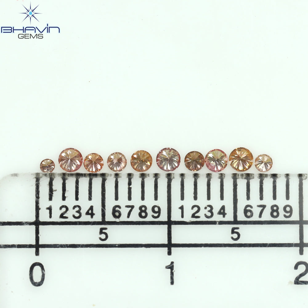 0.18 CT/10 Pcs Round Shape Natural Loose Diamond Pink Color SI Clarity (1.90 MM)