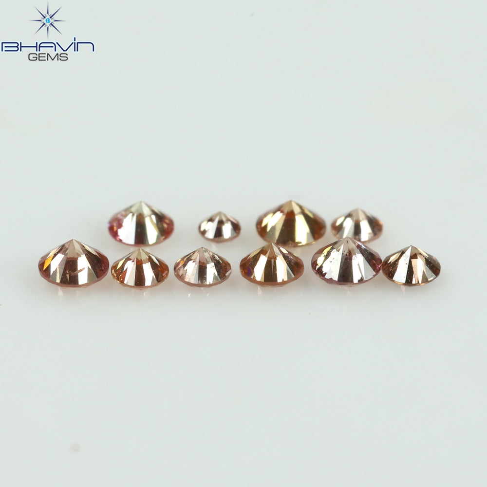 0.18 CT/10 Pcs Round Shape Natural Loose Diamond Pink Color SI Clarity (1.90 MM)
