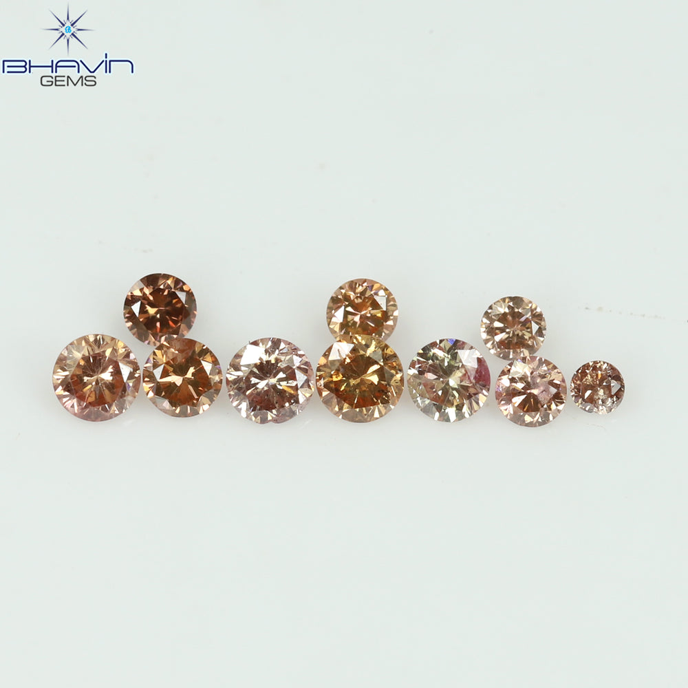 0.18 CT/10 Pcs Round Shape Natural Loose Diamond Pink Color SI Clarity (1.90 MM)