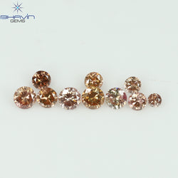 0.18 CT/10 Pcs Round Shape Natural Loose Diamond Pink Color SI Clarity (1.90 MM)