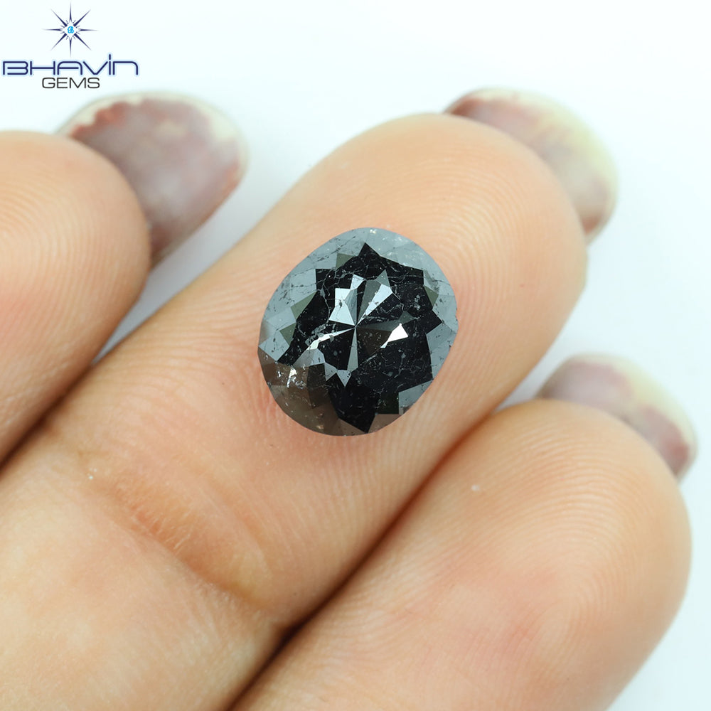 3.19 CT, Oval Shape Natural Loose Diamond Tited Black Color, Clarity I3 (9.32 MM)