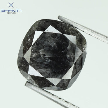 3.30 CT, Cushion Shape Natural Black Salt and Pepper,Color I3,( 8.10 MM)