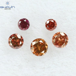0.09 CT/5 ピース ラウンド シェイプ ナチュラル ルース ダイヤモンド ピンク カラー SI クラリティ (1.80 MM)