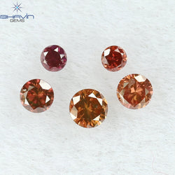 0.09 CT/5 ピース ラウンド シェイプ ナチュラル ルース ダイヤモンド ピンク カラー SI クラリティ (1.80 MM)