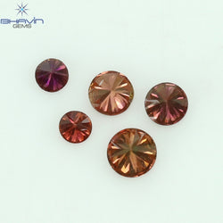 0.09 CT/5 ピース ラウンド シェイプ ナチュラル ルース ダイヤモンド ピンク カラー SI クラリティ (1.80 MM)