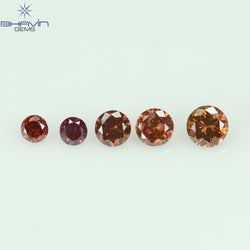 0.09 CT/5 ピース ラウンド シェイプ ナチュラル ルース ダイヤモンド ピンク カラー SI クラリティ (1.80 MM)