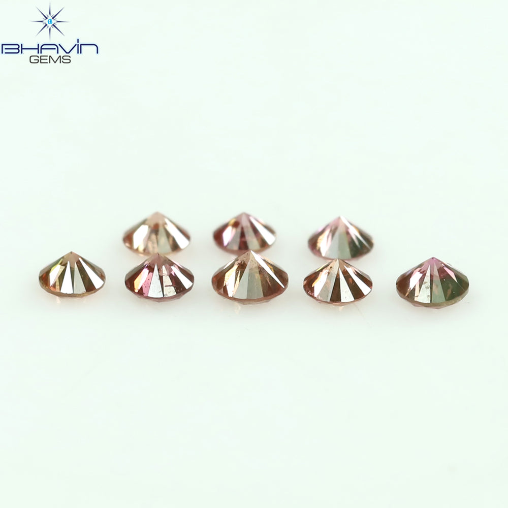 0.16 CT/8 ピース ラウンド シェイプ ナチュラル ルース ダイヤモンド ピンク カラー SI クラリティ (1.75 MM)