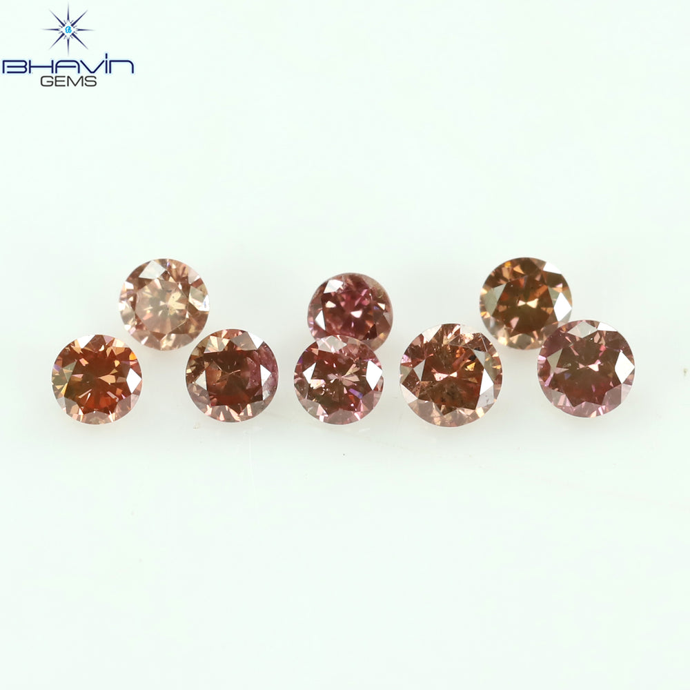 0.16 CT/8 ピース ラウンド シェイプ ナチュラル ルース ダイヤモンド ピンク カラー SI クラリティ (1.75 MM)
