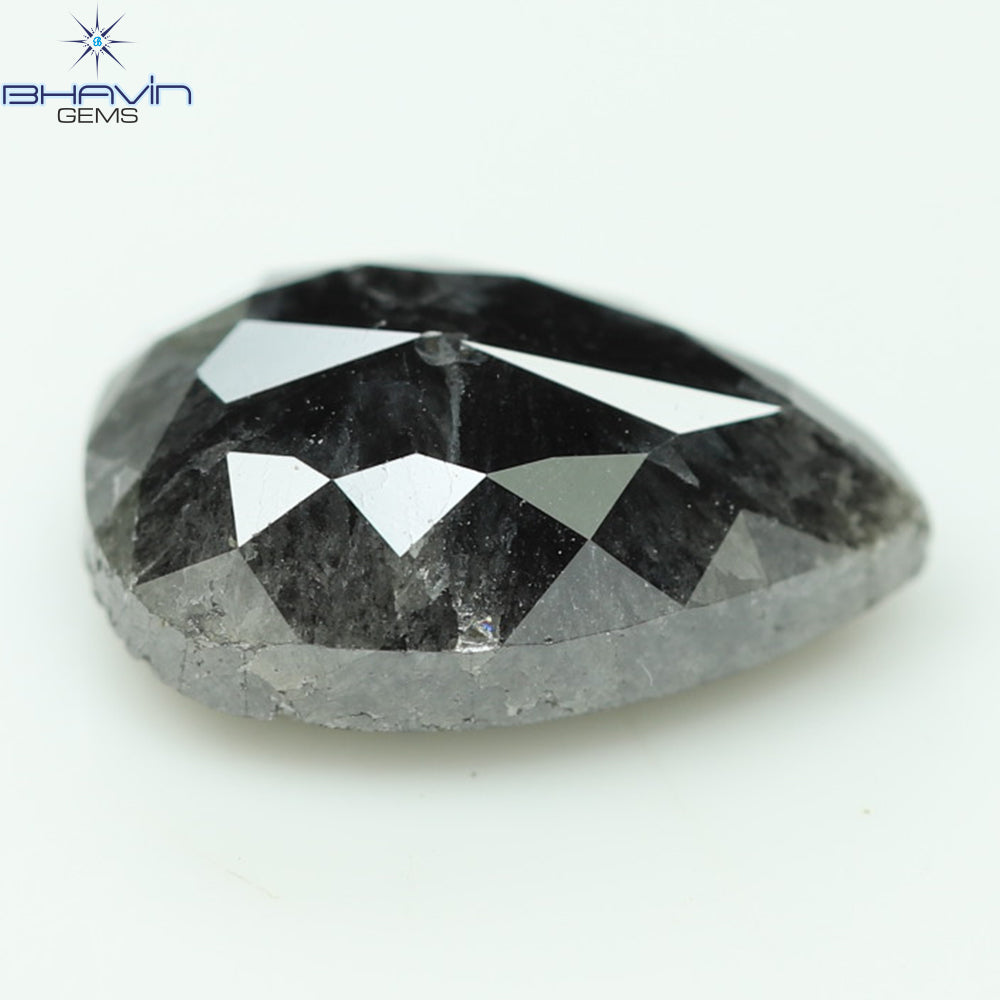 2.17 CT, Pear Shape Natural Loose Diamond Salt and Pepper Black Color, Clarity I3,(9.64 MM)