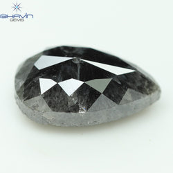 2.17 CT, Pear Shape Natural Loose Diamond Salt and Pepper Black Color, Clarity I3,(9.64 MM)