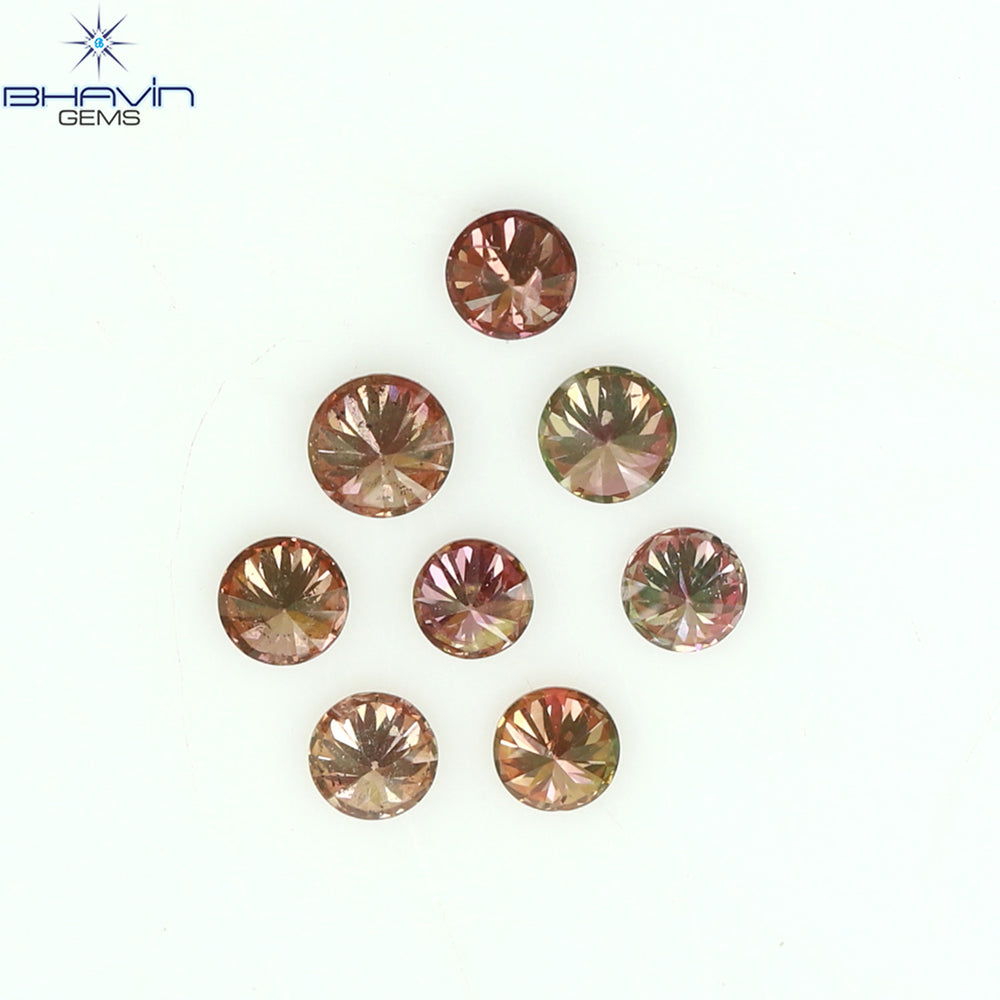 0.16 CT/8 ピース ラウンド シェイプ ナチュラル ルース ダイヤモンド ピンク カラー SI クラリティ (1.75 MM)