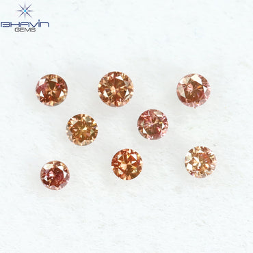 0.16 CT/8 Pcs Round Shape Natural Loose Diamond Pink Color SI Clarity (1.75 MM)