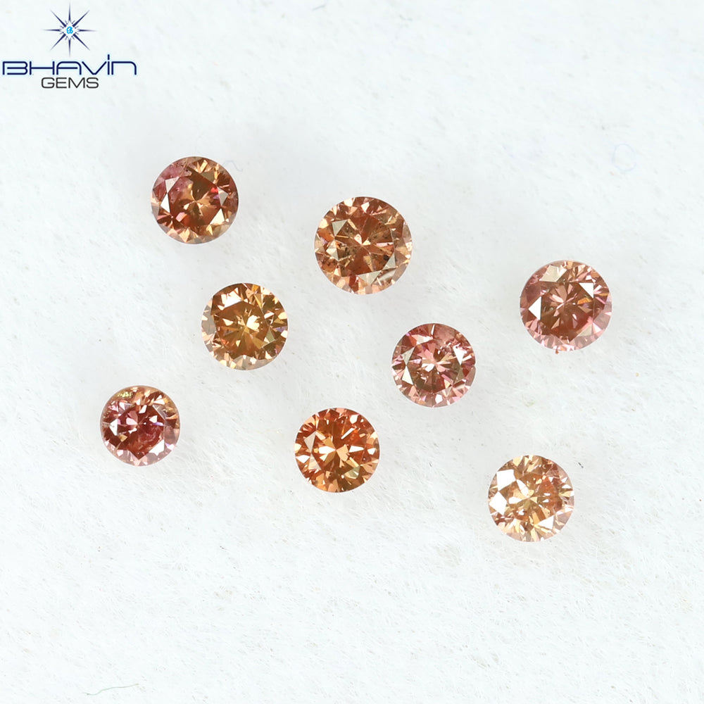 0.16 CT/8 ピース ラウンド シェイプ ナチュラル ルース ダイヤモンド ピンク カラー SI クラリティ (1.75 MM)