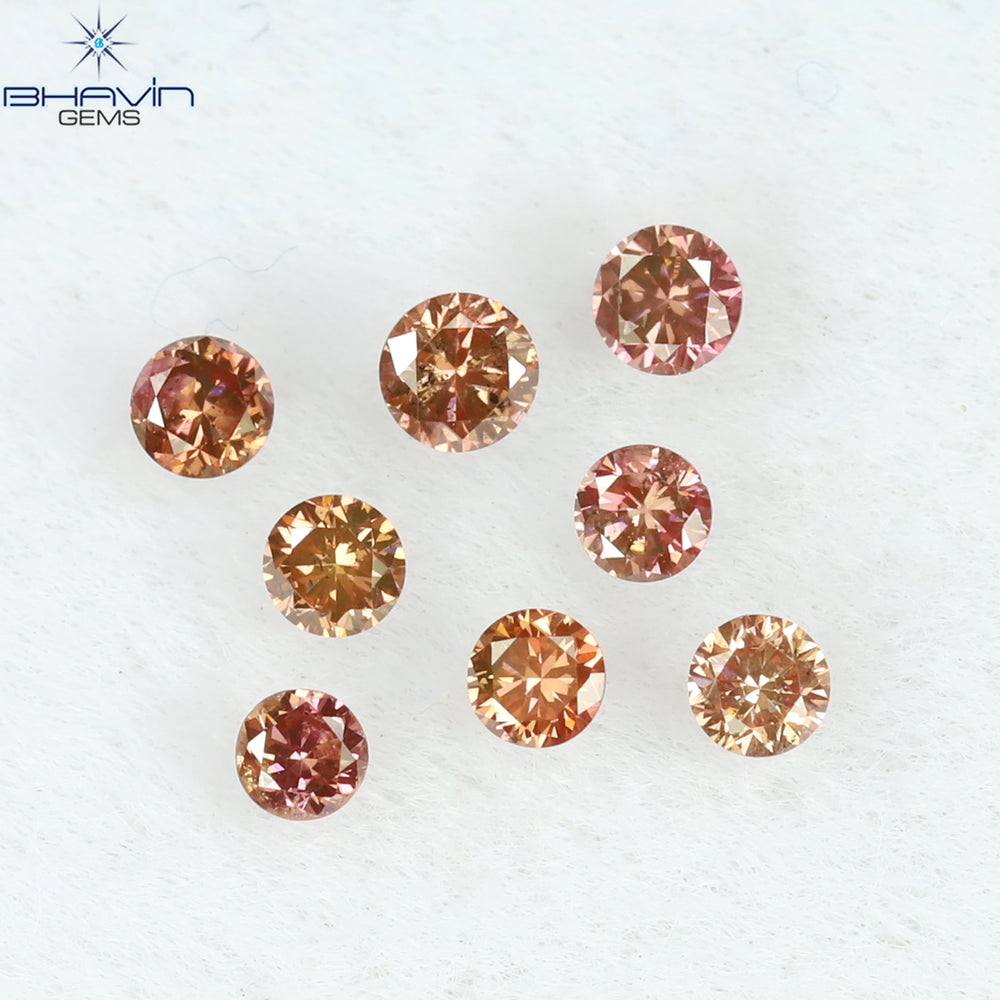 0.16 CT/8 ピース ラウンド シェイプ ナチュラル ルース ダイヤモンド ピンク カラー SI クラリティ (1.75 MM)