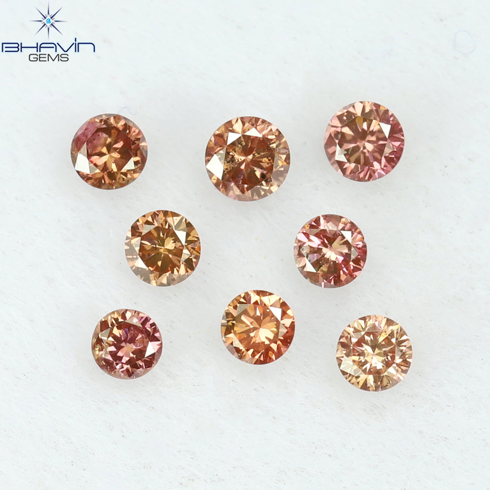 0.16 CT/8 ピース ラウンド シェイプ ナチュラル ルース ダイヤモンド ピンク カラー SI クラリティ (1.75 MM)