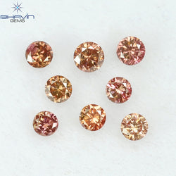 0.16 CT/8 ピース ラウンド シェイプ ナチュラル ルース ダイヤモンド ピンク カラー SI クラリティ (1.75 MM)